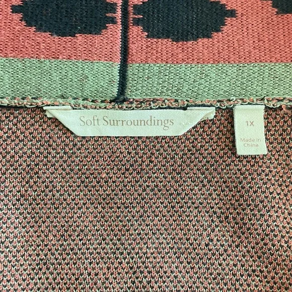 Soft Surroundings long sleeve Red, black and green long knit sweater - Picture 4 of 6